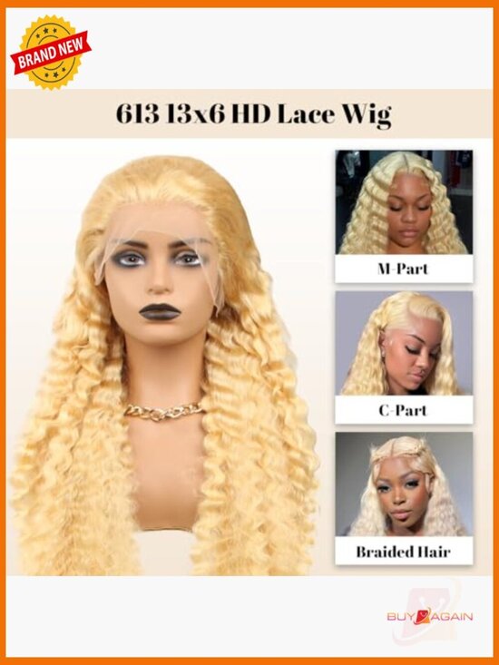 Human Hair Lace Front Wig 30 Inch Deep Wave 200% Density Pre Plucked